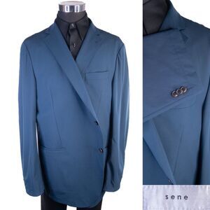 Sene Solid Blue Sport Blazer Unstructured Blazer Jacket Coat Size 54L NWOT